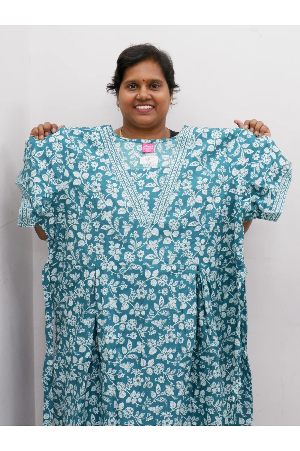 Premium V-Neck Cotton Frock for Women – Breathable & Skin-Friendly