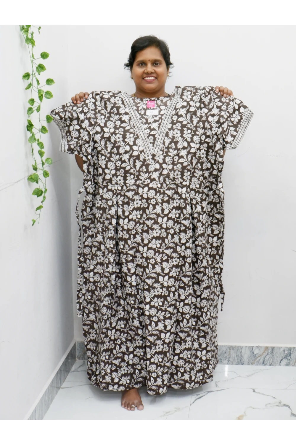 Premium V-Neck Cotton Frock for Women – Breathable & Skin-Friendly