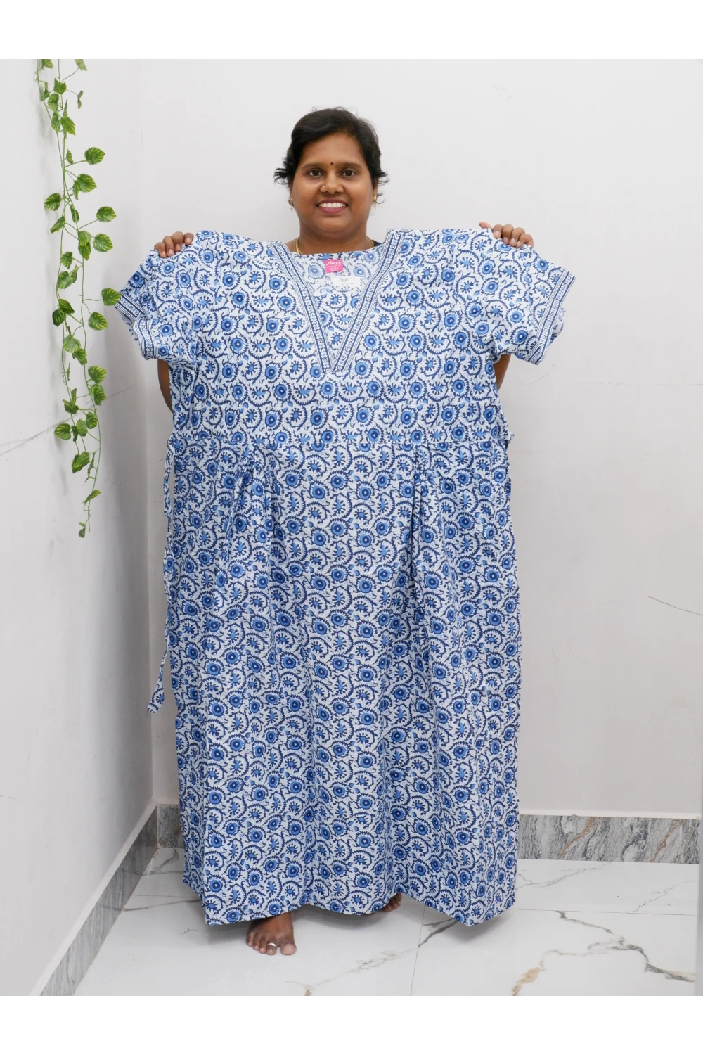 Premium V-Neck Cotton Frock for Women – Breathable & Skin-Friendly