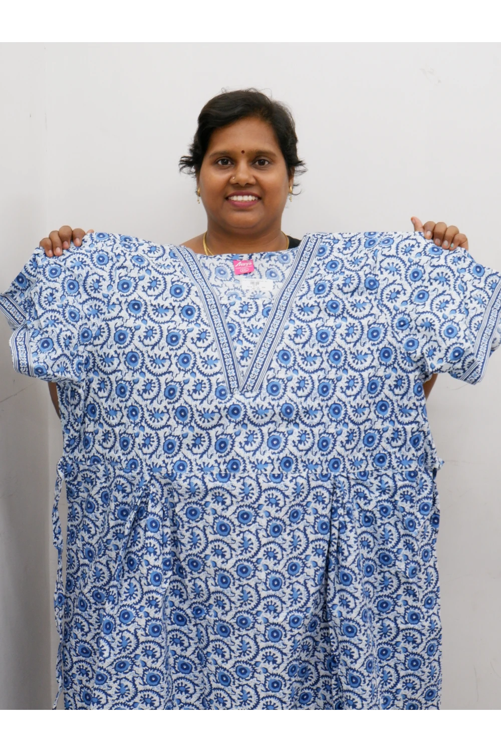 Premium V-Neck Cotton Frock for Women – Breathable & Skin-Friendly
