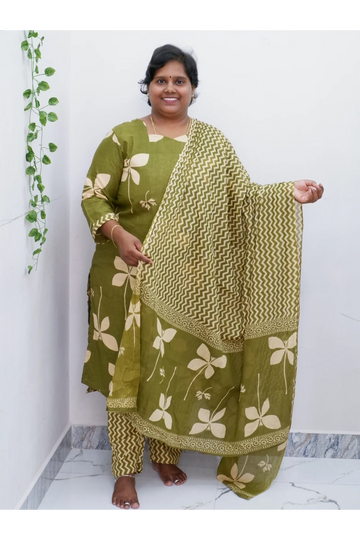 Graceful Cotton Printed Salwar Suit with Shawl – Casual & Festive Wear