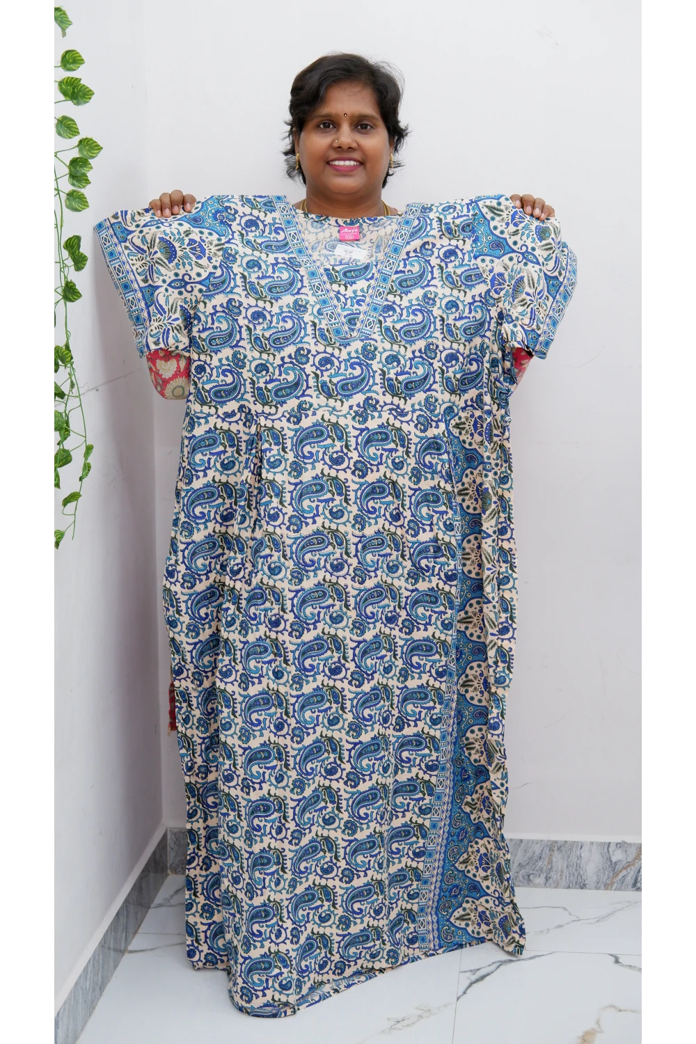 Premium V-Neck Cotton Frock for Women – Breathable & Skin-Friendly
