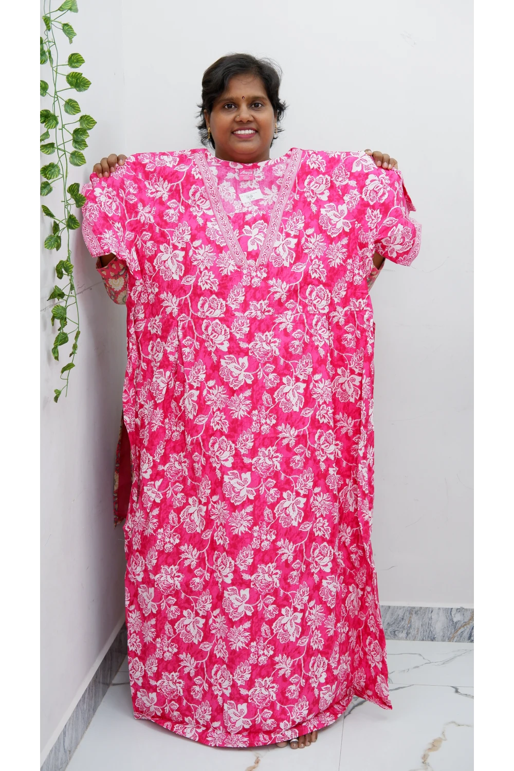 Premium V-Neck Cotton Frock for Women – Breathable & Skin-Friendly