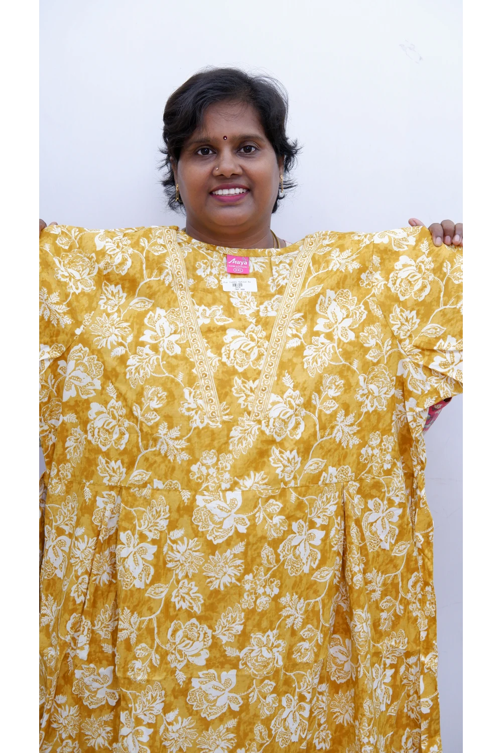 Premium V-Neck Cotton Frock for Women – Breathable & Skin-Friendly