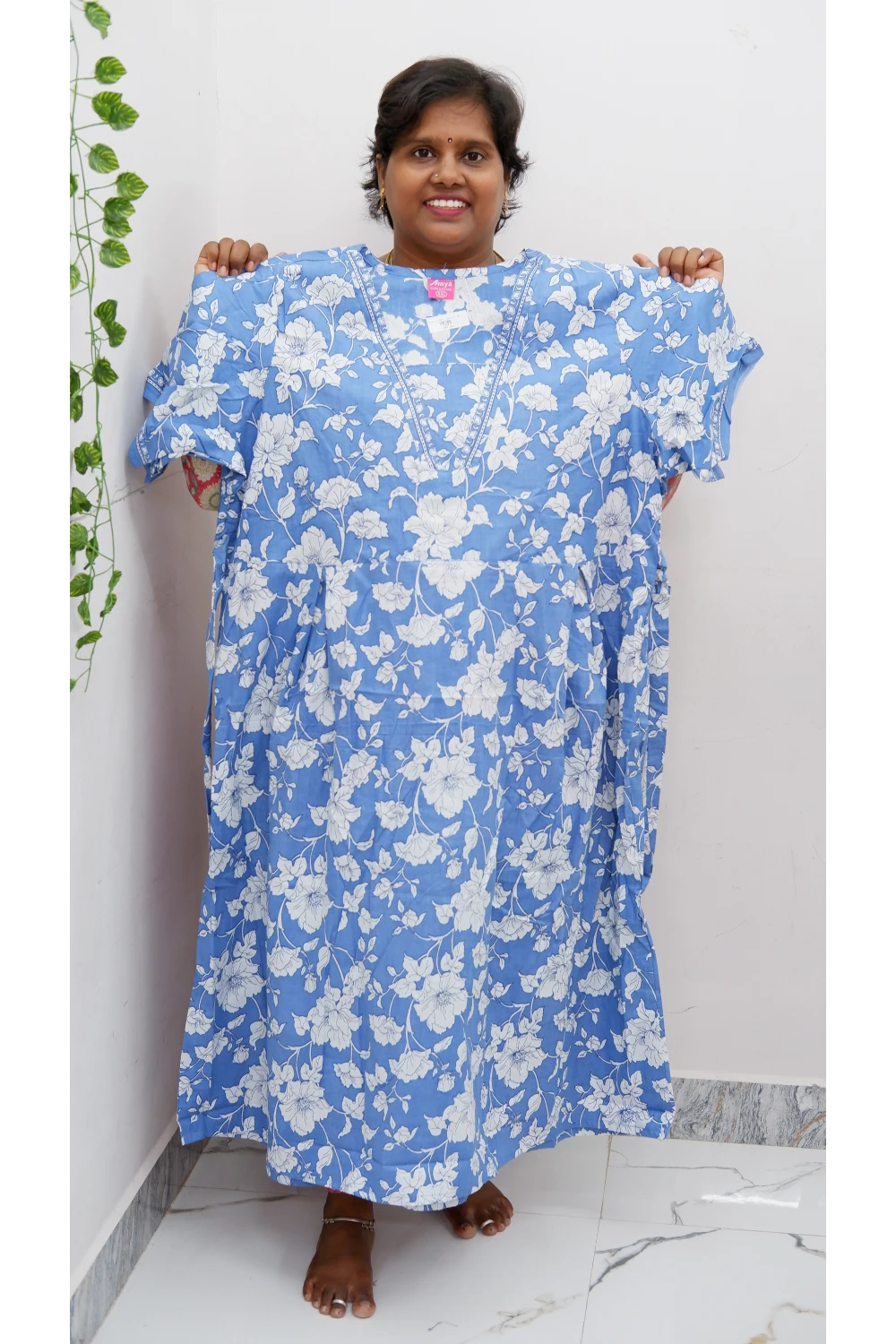 Premium V-Neck Cotton Frock for Women – Breathable & Skin-Friendly