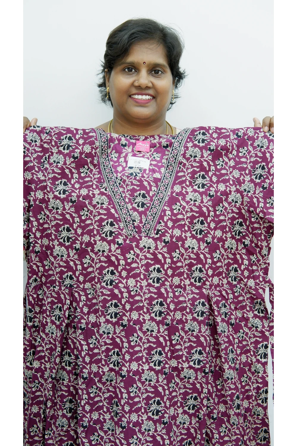 Premium V-Neck Cotton Frock for Women – Breathable & Skin-Friendly