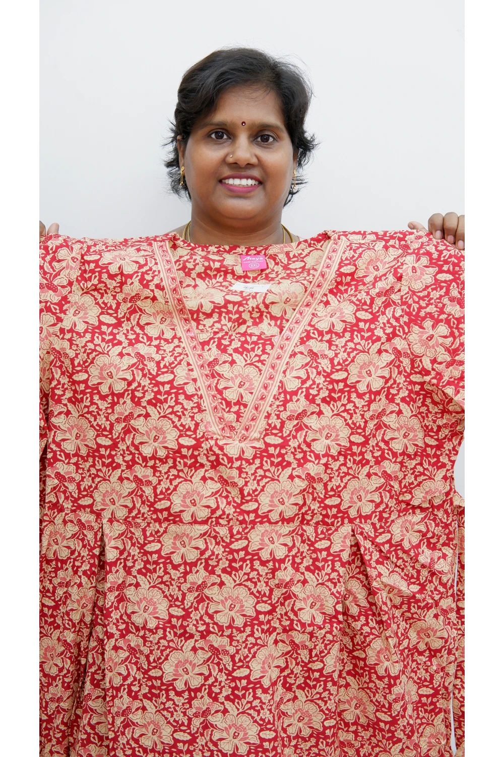 Premium V-Neck Cotton Frock for Women – Breathable & Skin-Friendly