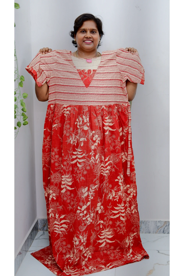 Premium V-Neck Cotton Frock for Women – Breathable & Skin-Friendly