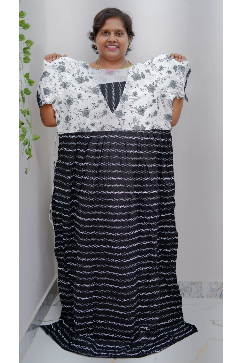 Premium V-Neck Cotton Frock for Women – Breathable & Skin-Friendly