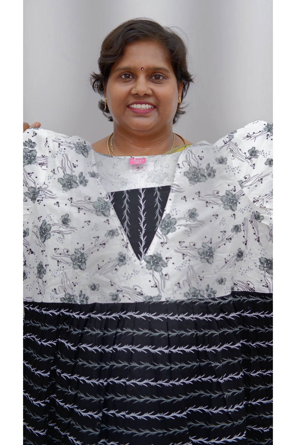 Premium V-Neck Cotton Frock for Women – Breathable & Skin-Friendly