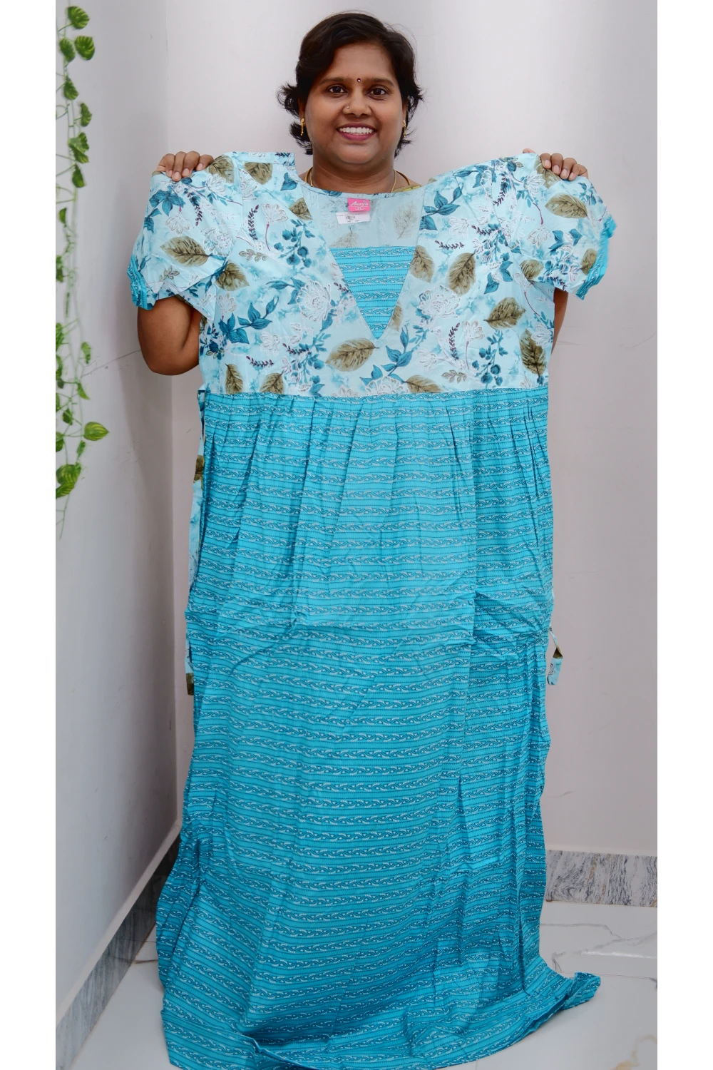 Premium V-Neck Cotton Frock for Women – Breathable & Skin-Friendly