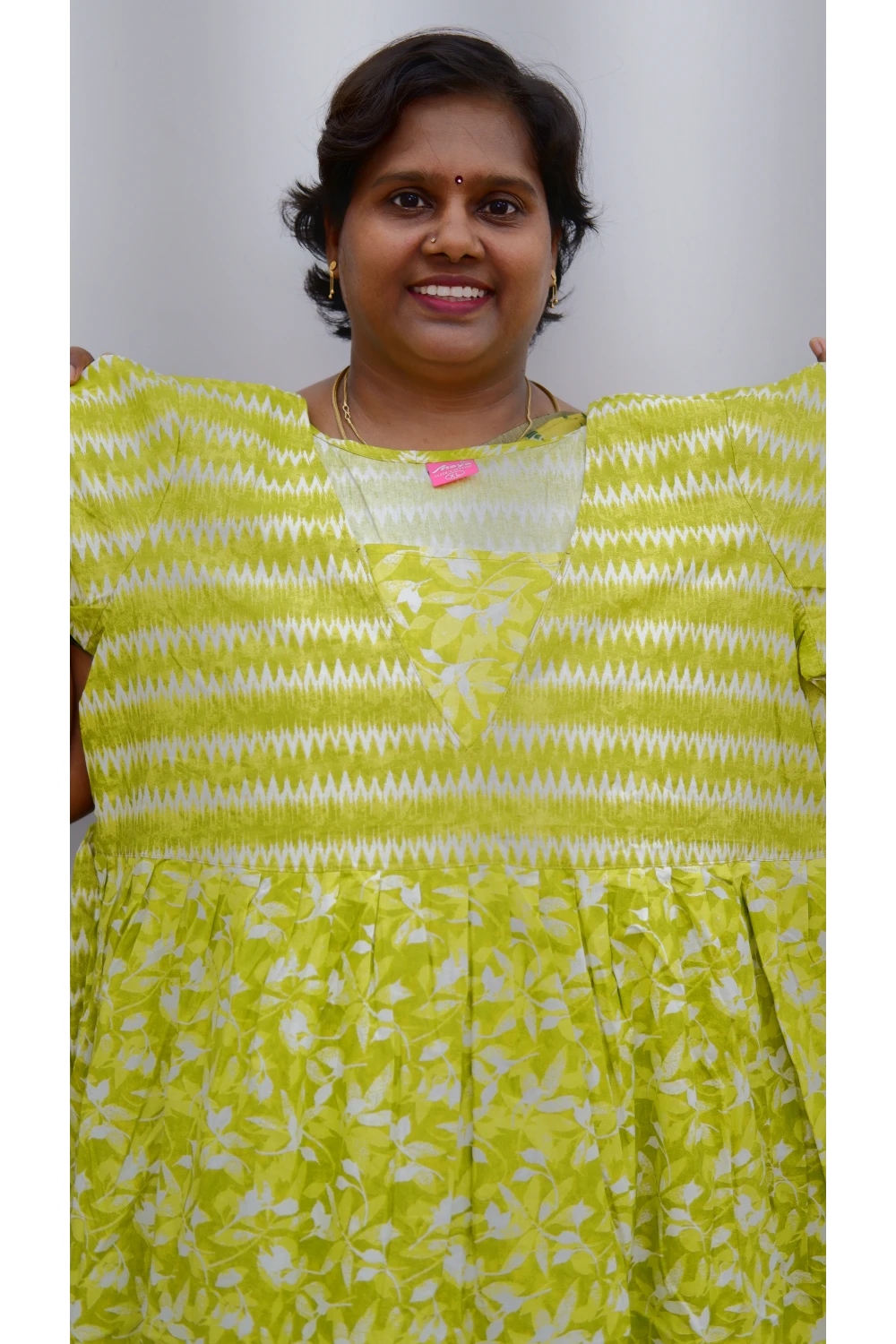 Premium V-Neck Cotton Frock for Women – Breathable & Skin-Friendly
