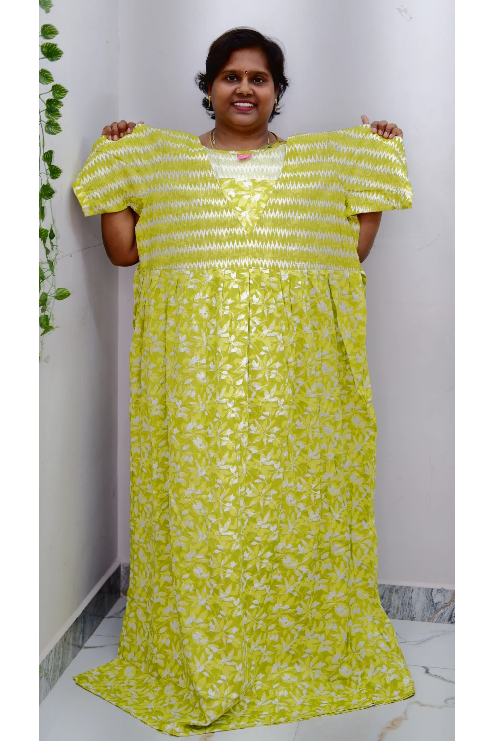 Premium V-Neck Cotton Frock for Women – Breathable & Skin-Friendly