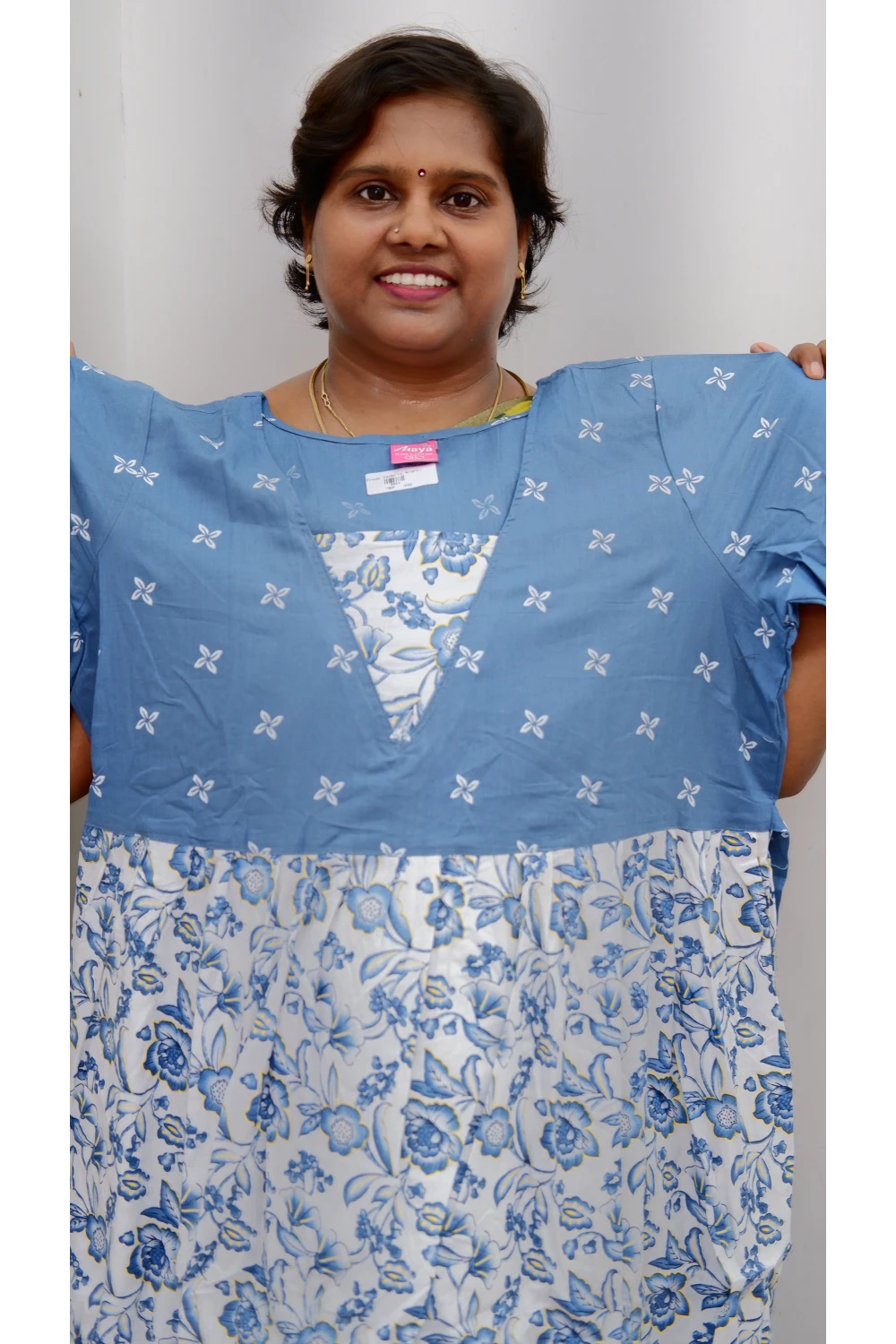 Premium V-Neck Cotton Frock for Women – Breathable & Skin-Friendly