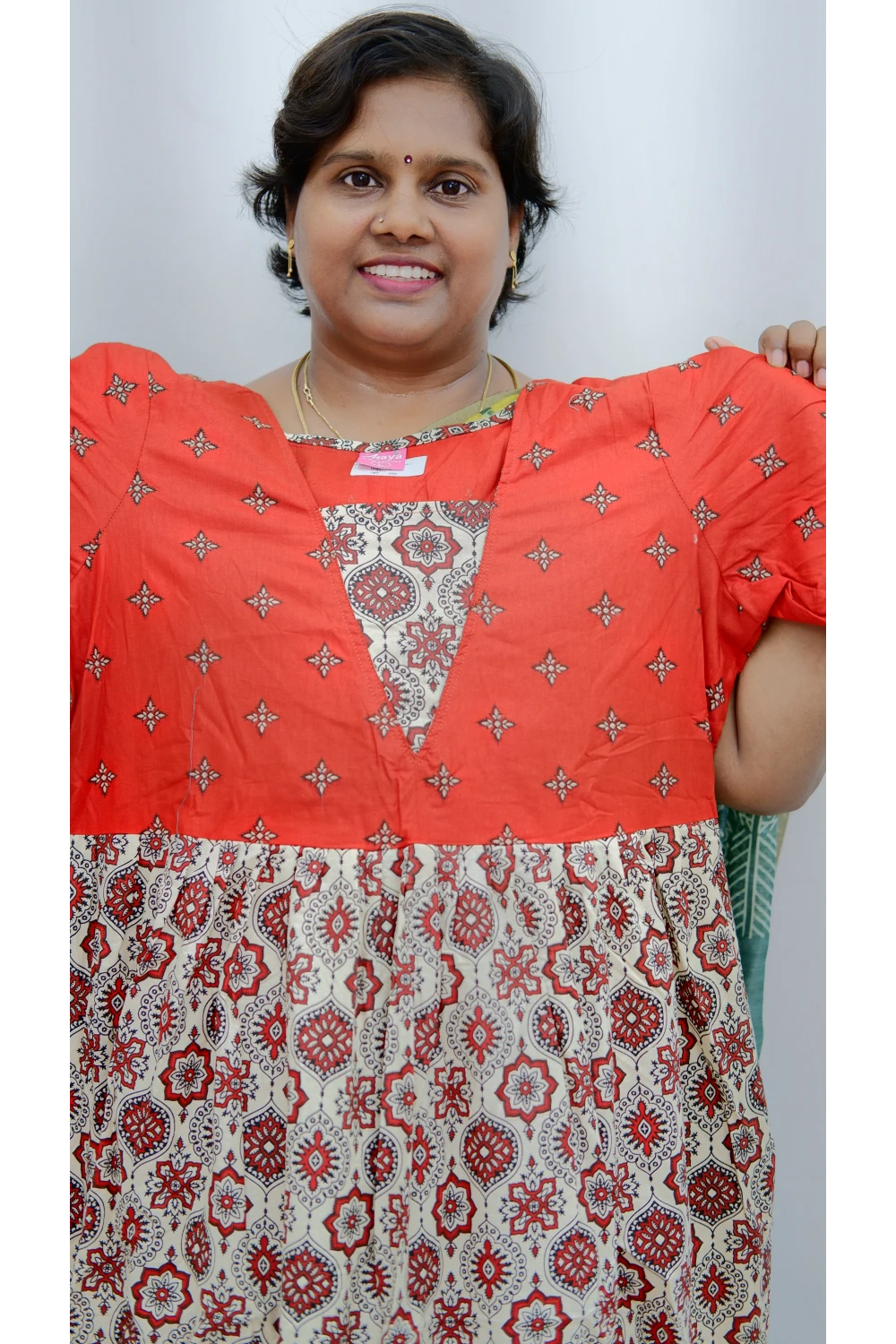 Premium V-Neck Cotton Frock for Women – Breathable & Skin-Friendly