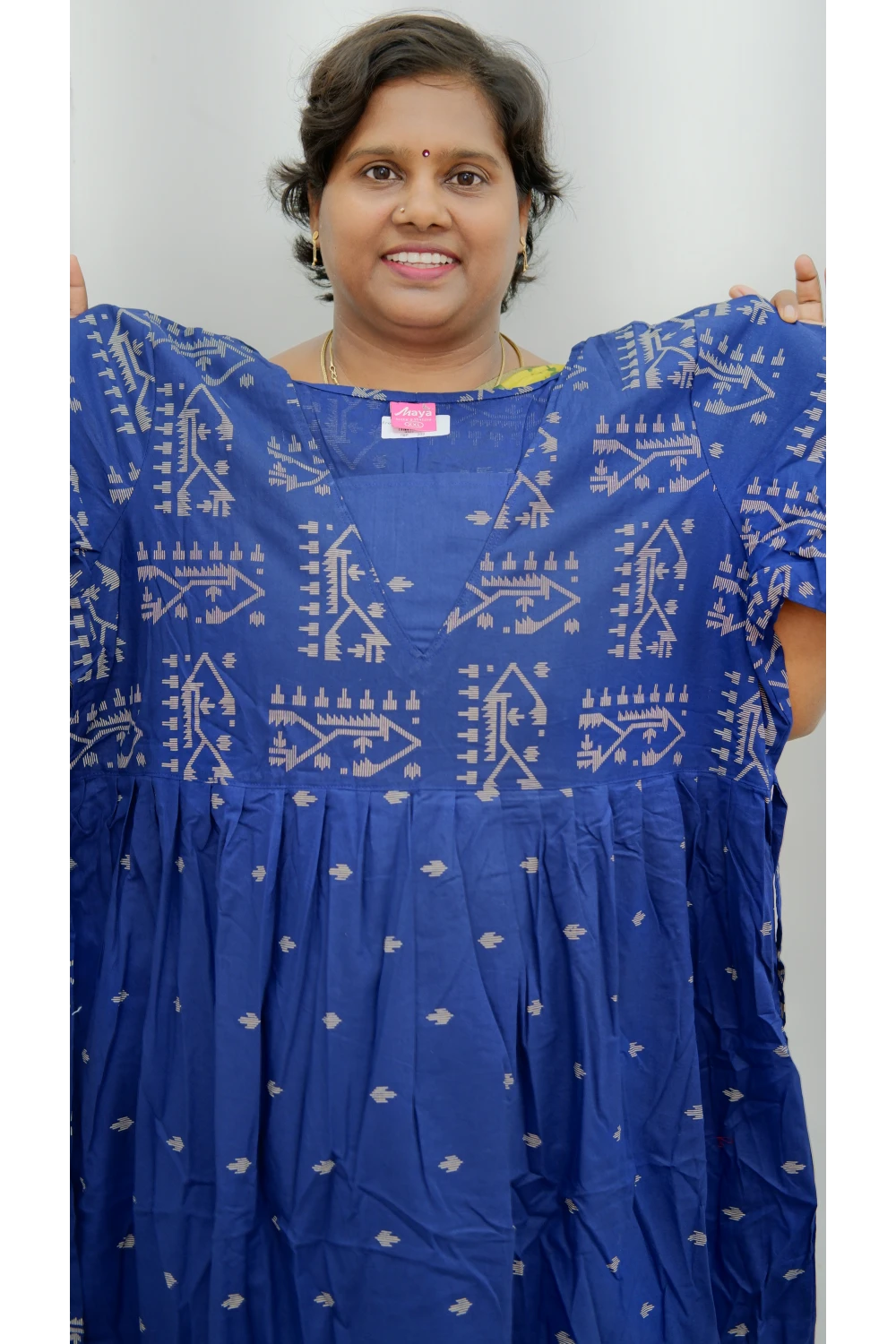 Premium V-Neck Cotton Frock for Women – Breathable & Skin-Friendly