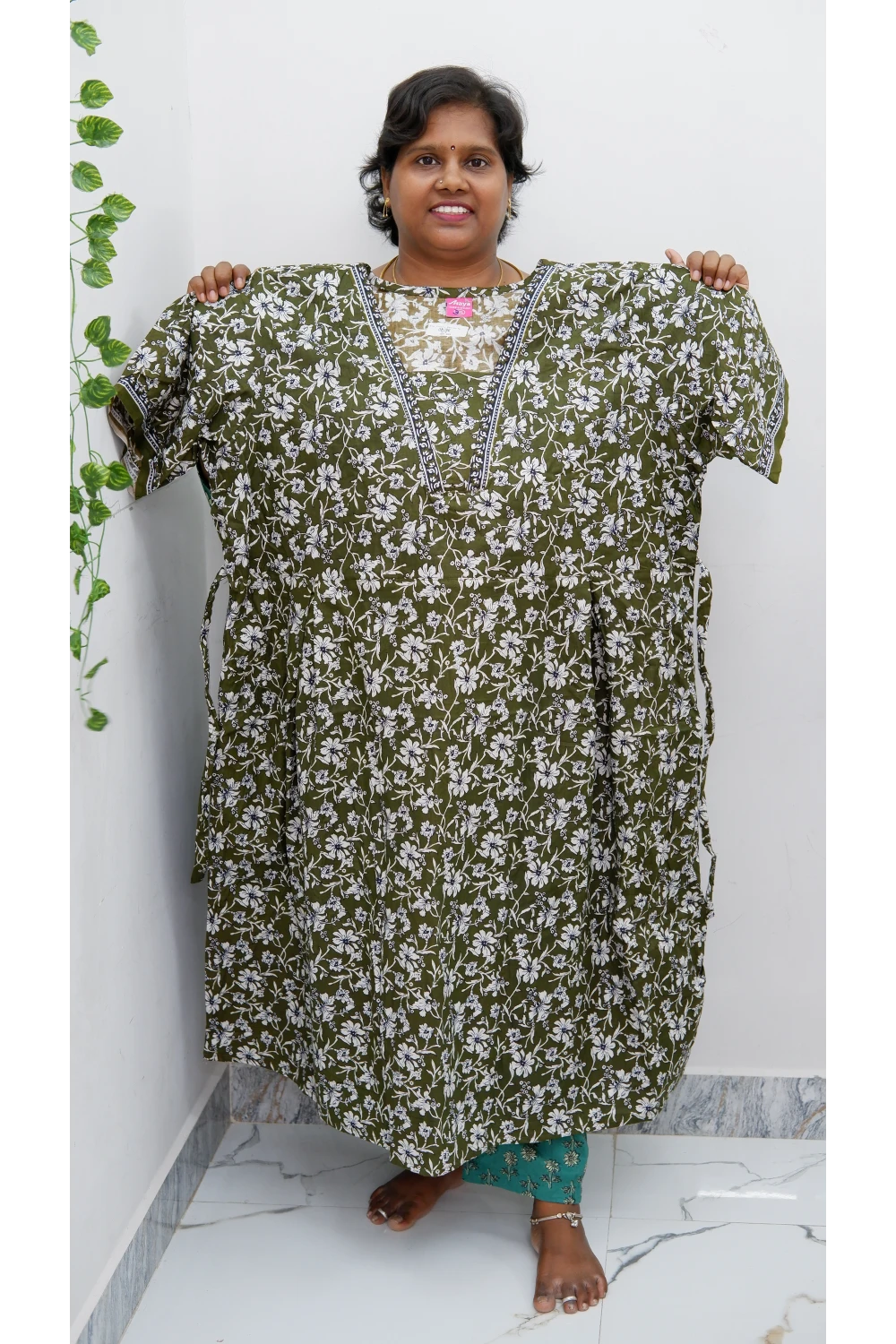 Premium V-Neck Cotton Frock for Women – Breathable & Skin-Friendly