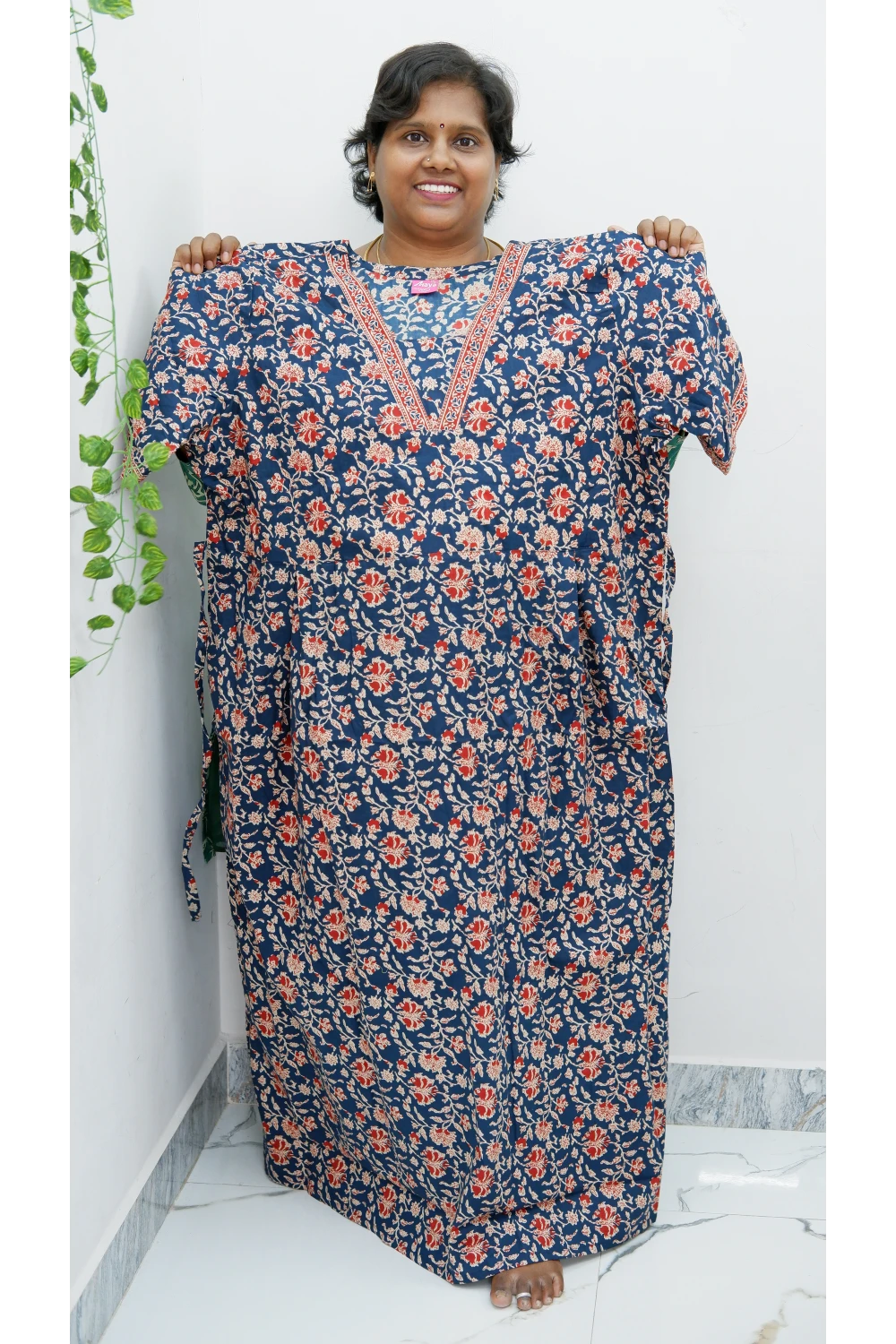 Premium V-Neck Cotton Frock for Women – Breathable & Skin-Friendly