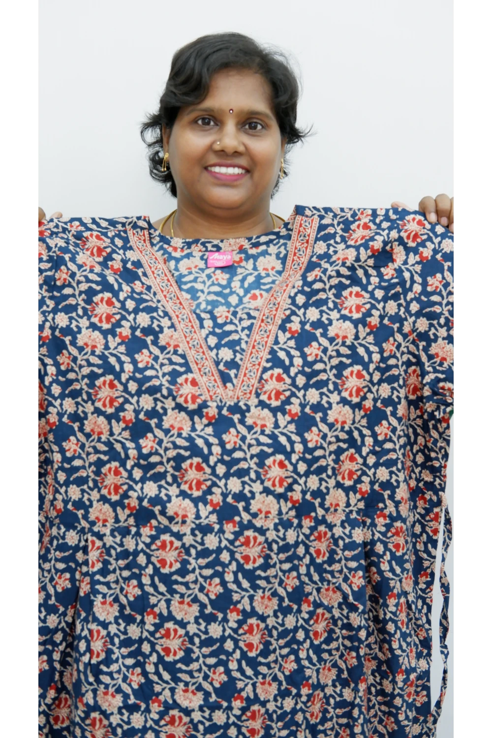 Premium V-Neck Cotton Frock for Women – Breathable & Skin-Friendly