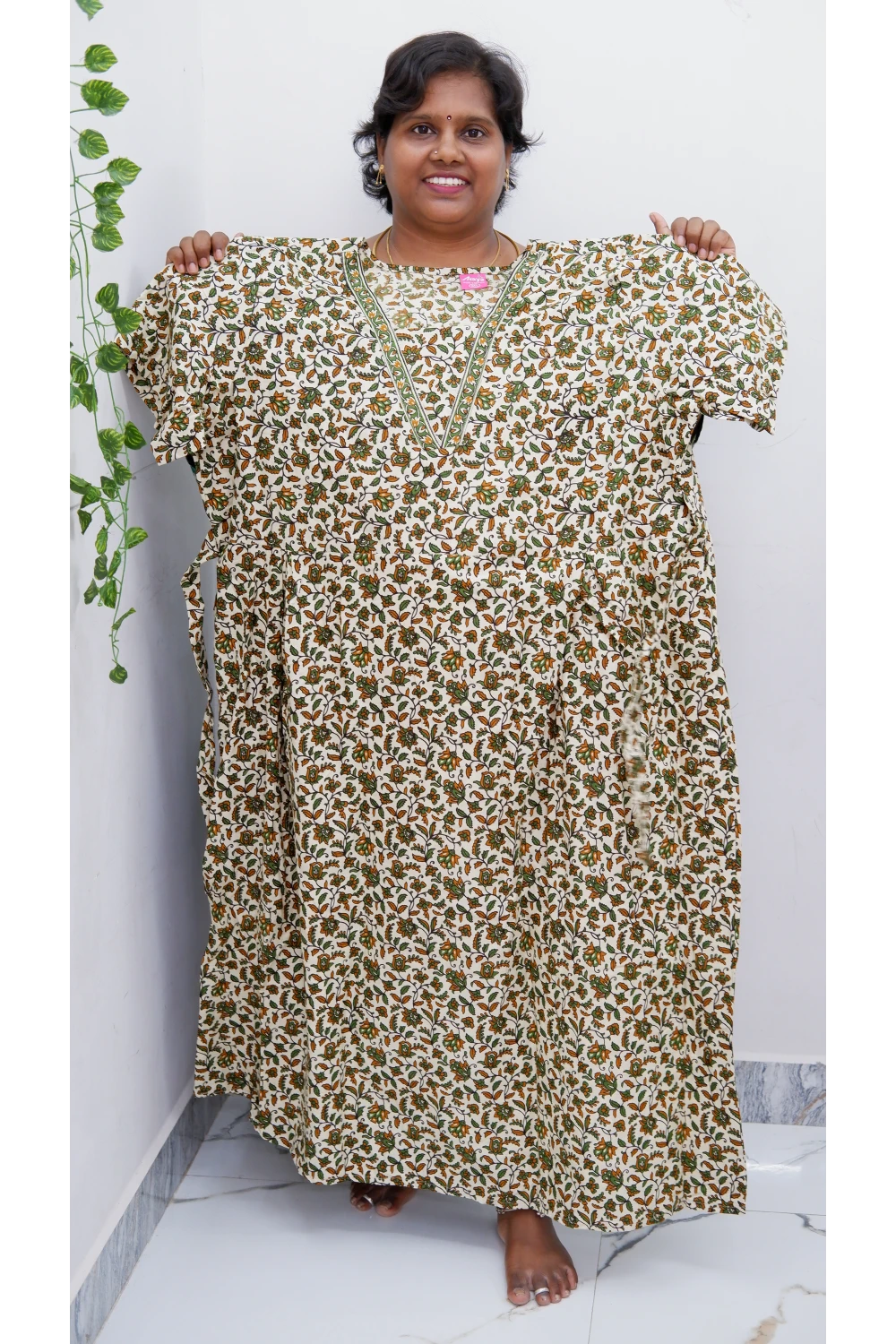 Premium V-Neck Cotton Frock for Women – Breathable & Skin-Friendly