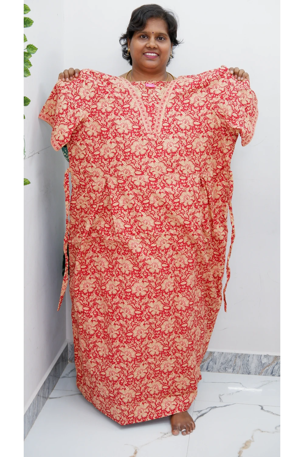 Premium V-Neck Cotton Frock for Women – Breathable & Skin-Friendly