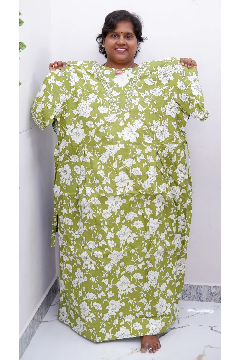 Premium V-Neck Cotton Frock for Women – Breathable & Skin-Friendly