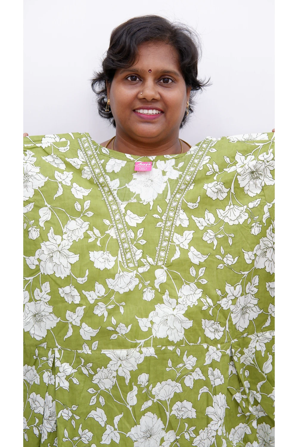 Premium V-Neck Cotton Frock for Women – Breathable & Skin-Friendly