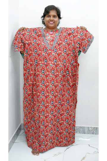 Premium V-Neck Cotton Frock for Women – Breathable & Skin-Friendly