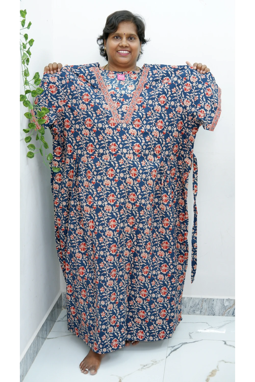 Premium V-Neck Cotton Frock for Women – Breathable & Skin-Friendly