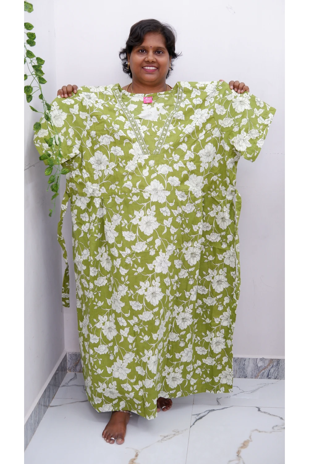 Premium V-Neck Cotton Frock for Women – Breathable & Skin-Friendly