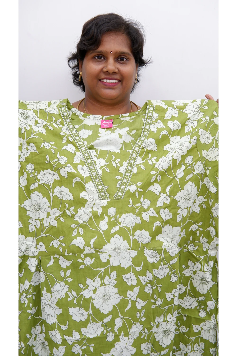 Premium V-Neck Cotton Frock for Women – Breathable & Skin-Friendly