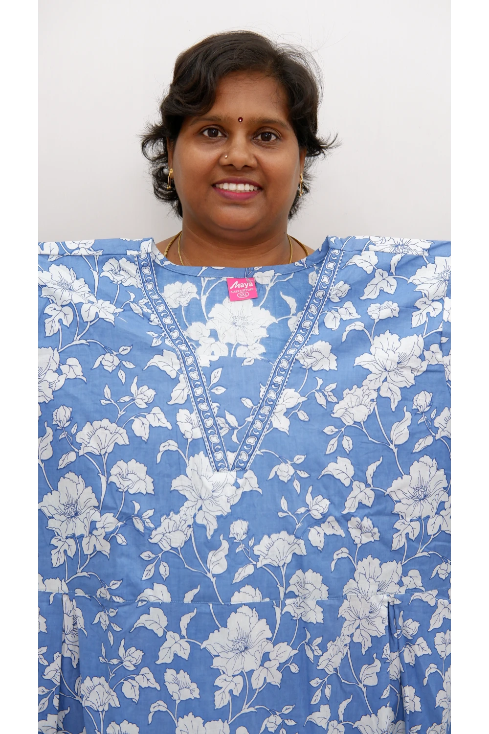 Premium V-Neck Cotton Frock for Women – Breathable & Skin-Friendly