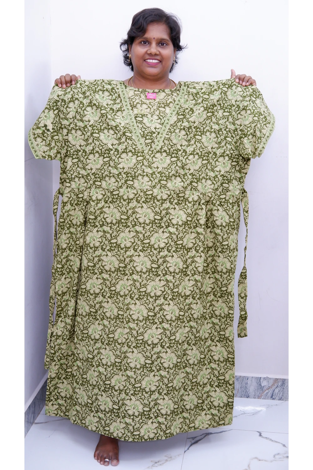 Premium V-Neck Cotton Frock for Women – Breathable & Skin-Friendly