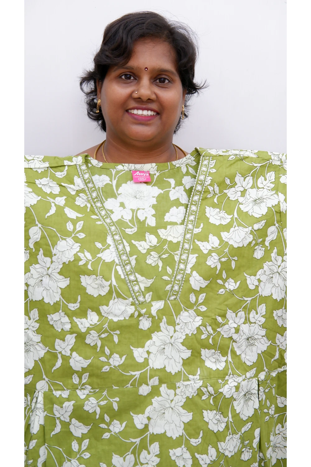 Premium V-Neck Cotton Frock for Women – Breathable & Skin-Friendly