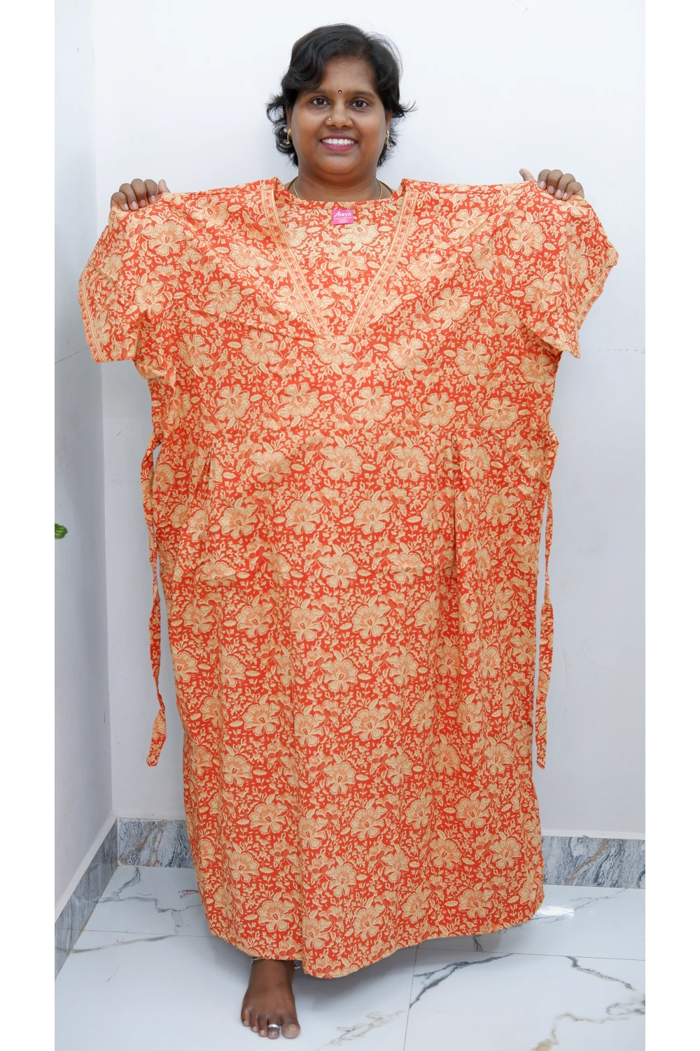 Premium V-Neck Cotton Frock for Women – Breathable & Skin-Friendly