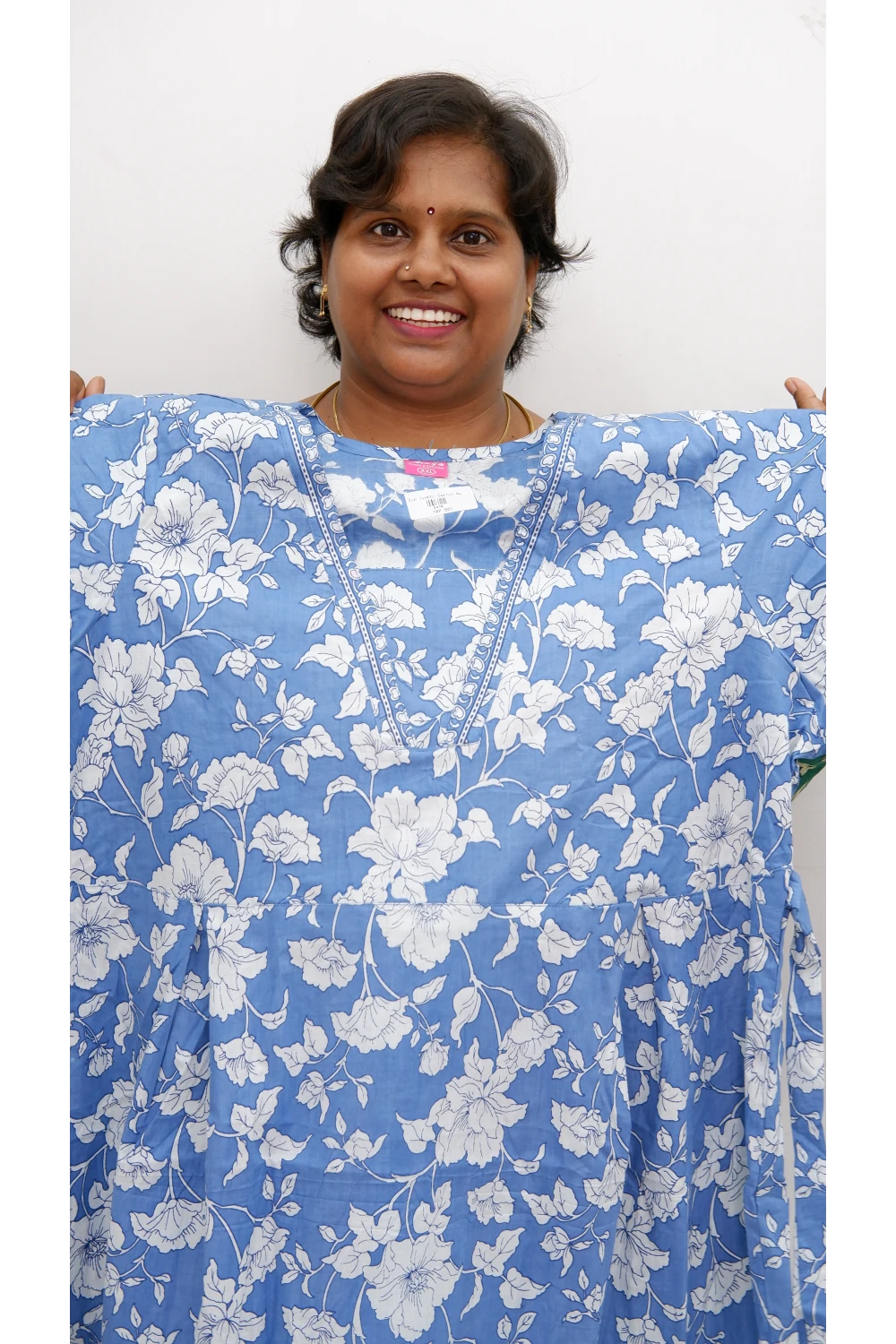 Premium V-Neck Cotton Frock for Women – Breathable & Skin-Friendly