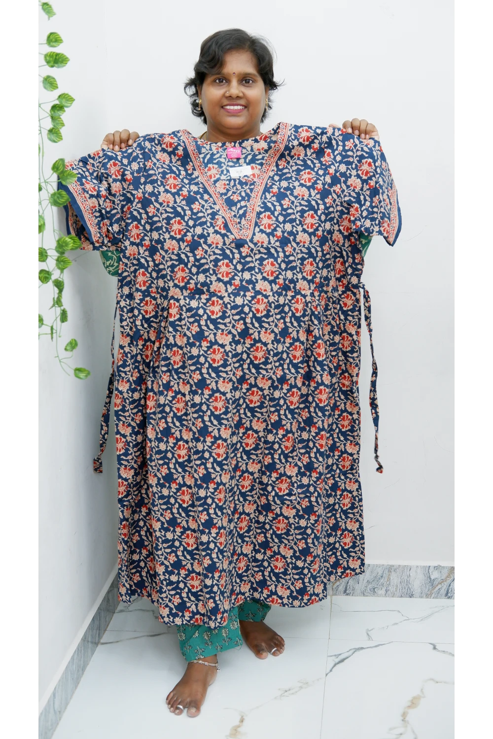 Premium V-Neck Cotton Frock for Women – Breathable & Skin-Friendly