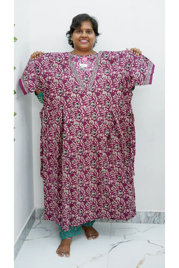 Premium V-Neck Cotton Frock for Women – Breathable & Skin-Friendly