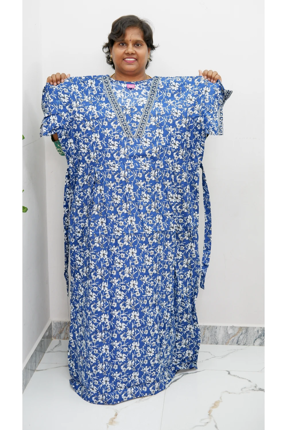 Premium V-Neck Cotton Frock for Women – Breathable & Skin-Friendly