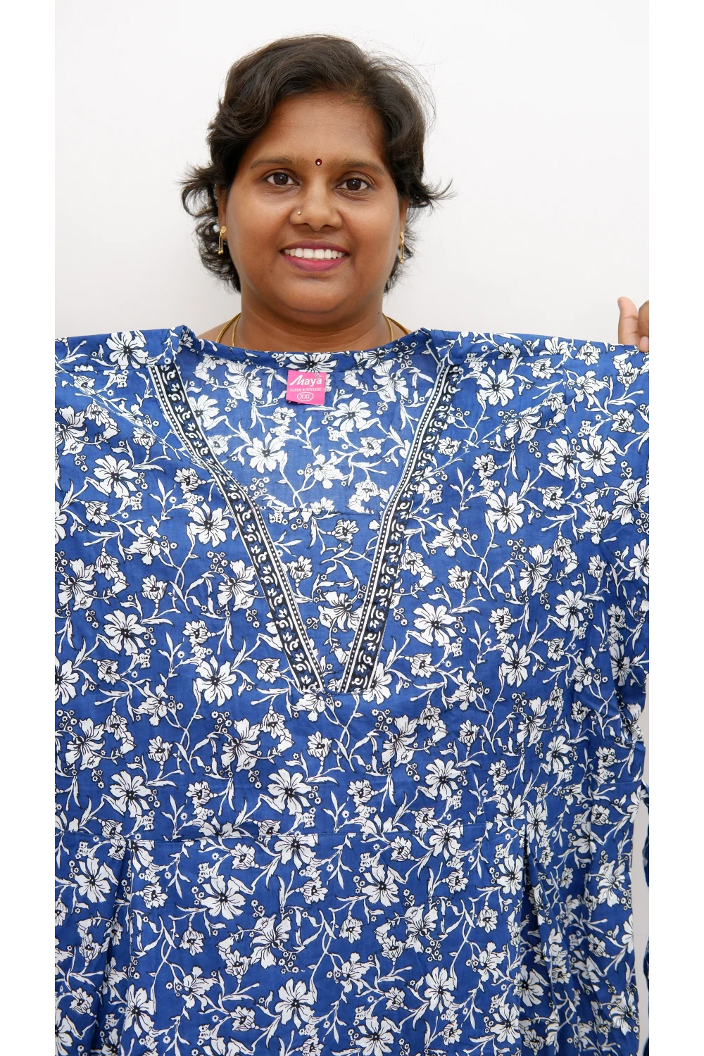 Premium V-Neck Cotton Frock for Women – Breathable & Skin-Friendly