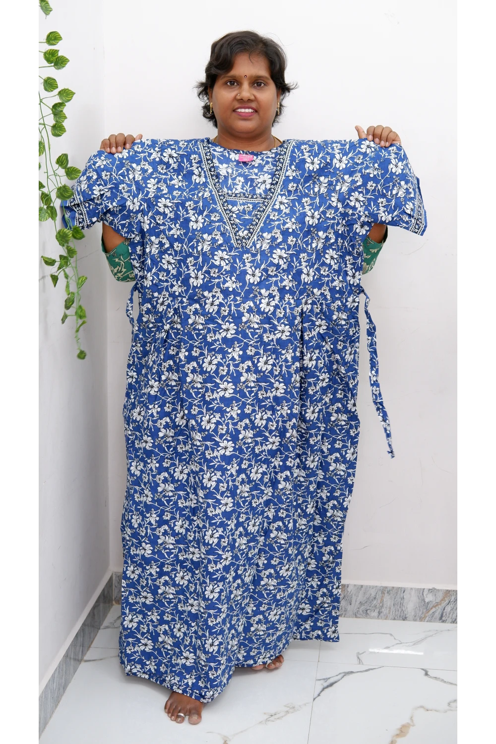 Premium V-Neck Cotton Frock for Women – Breathable & Skin-Friendly