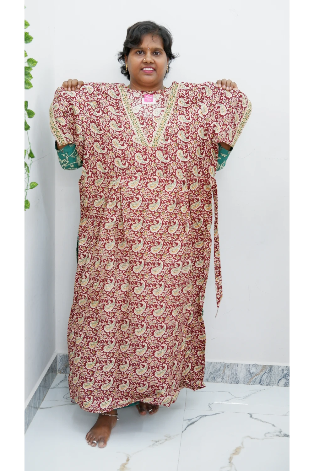 Premium V-Neck Cotton Frock for Women – Breathable & Skin-Friendly