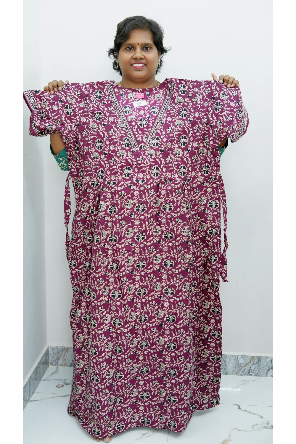 Premium V-Neck Cotton Frock for Women – Breathable & Skin-Friendly