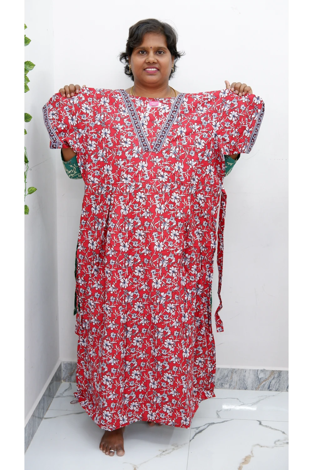 Premium V-Neck Cotton Frock for Women – Breathable & Skin-Friendly