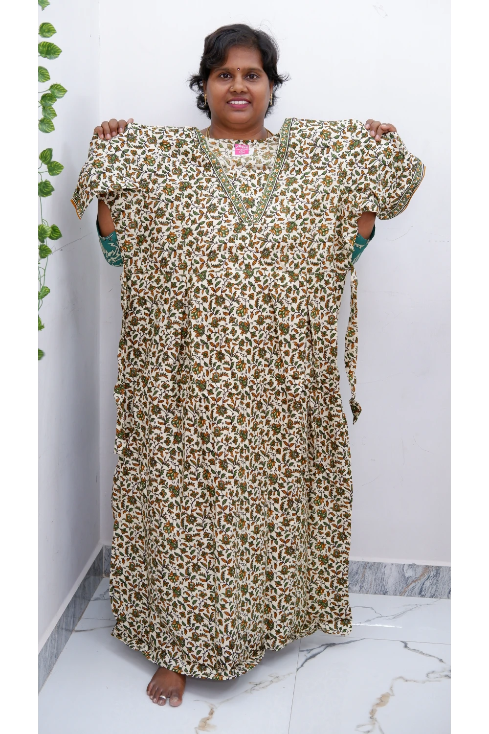 Premium V-Neck Cotton Frock for Women – Breathable & Skin-Friendly