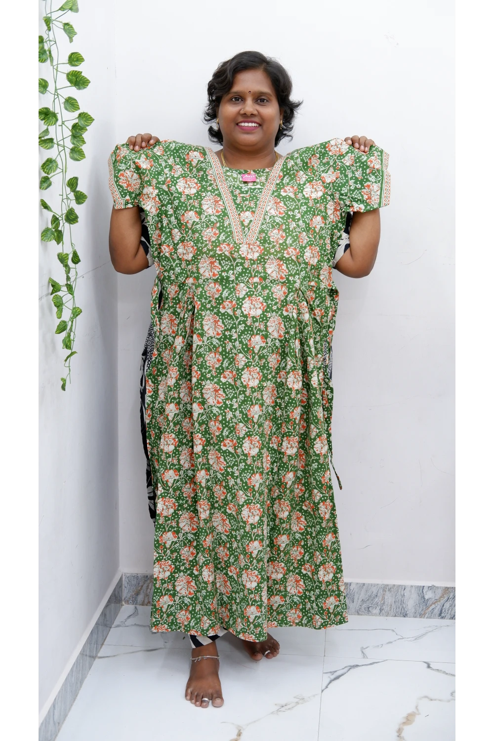 Premium V-Neck Cotton Frock for Women – Breathable & Skin-Friendly