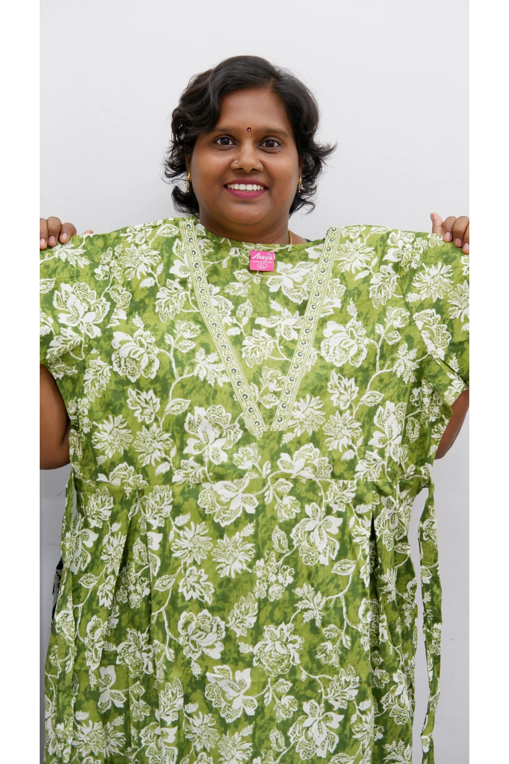 Premium V-Neck Cotton Frock for Women – Breathable & Skin-Friendly
