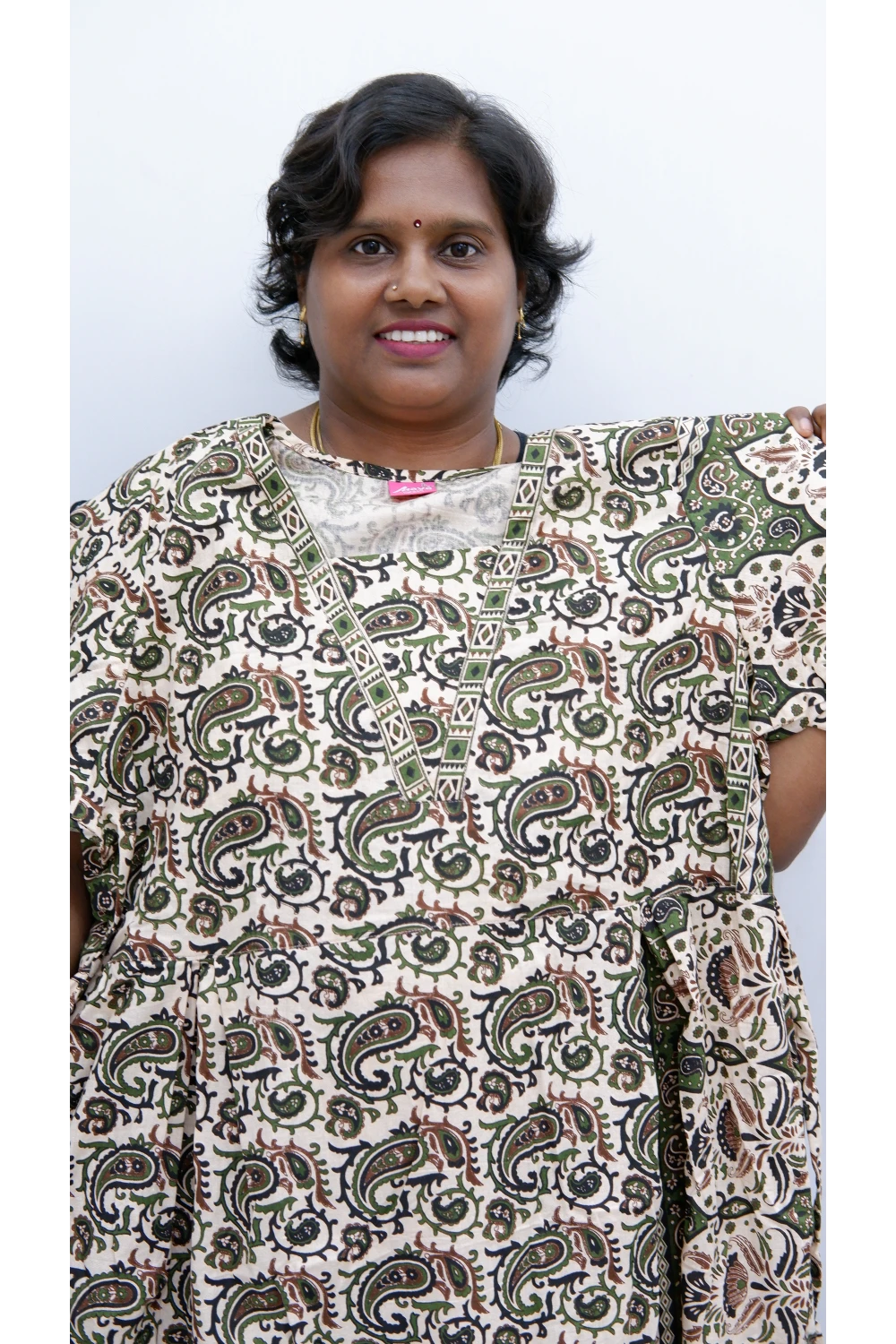 Premium V-Neck Cotton Frock for Women – Breathable & Skin-Friendly