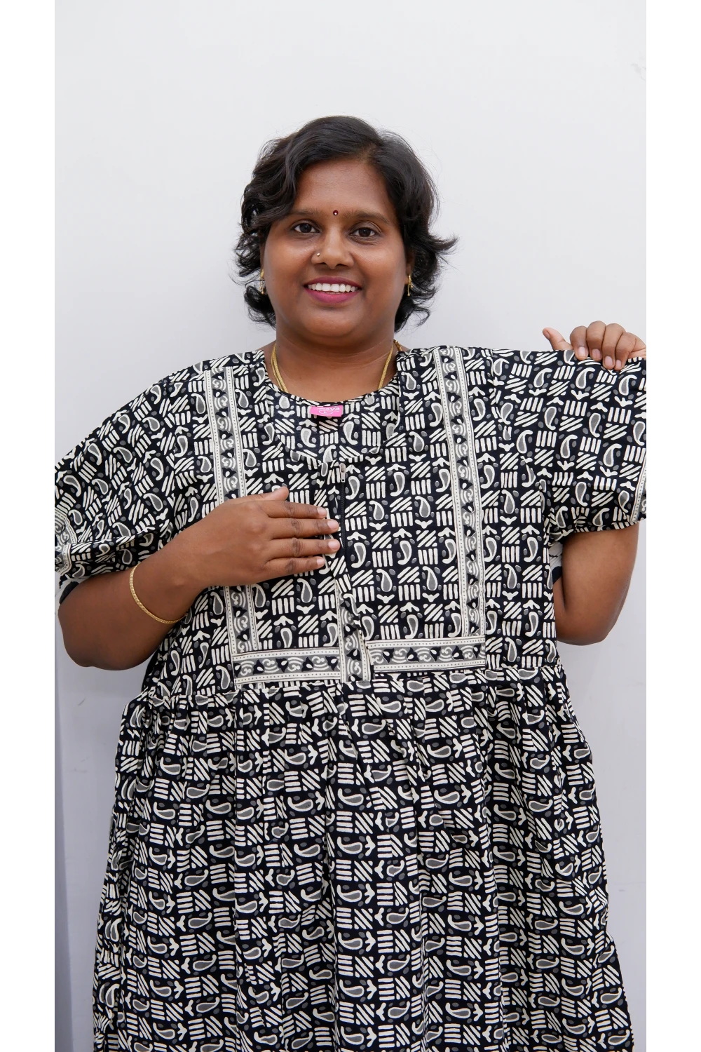 Midi Frock with Back Knot & Front Zip Jyothi Cotton Nighty
