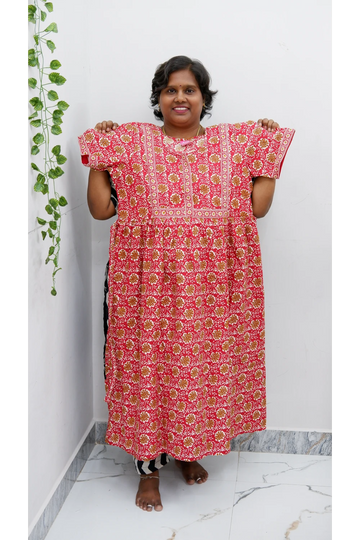 Midi Frock with Back Knot & Front Zip Jyothi Cotton Nighty